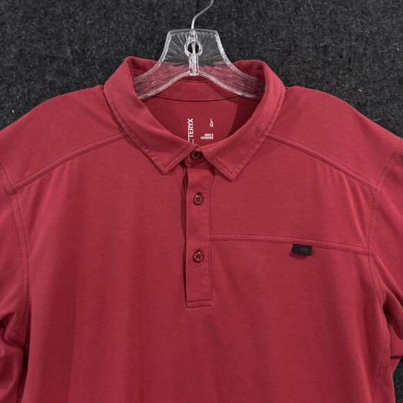Arc'teryx Captive Polo Shirt Men's Large Red Performance Stretch Gorpcore Hiking - Picture 2 of 8
